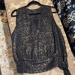 Banana Republic Black and Brown Animal Print Blouse